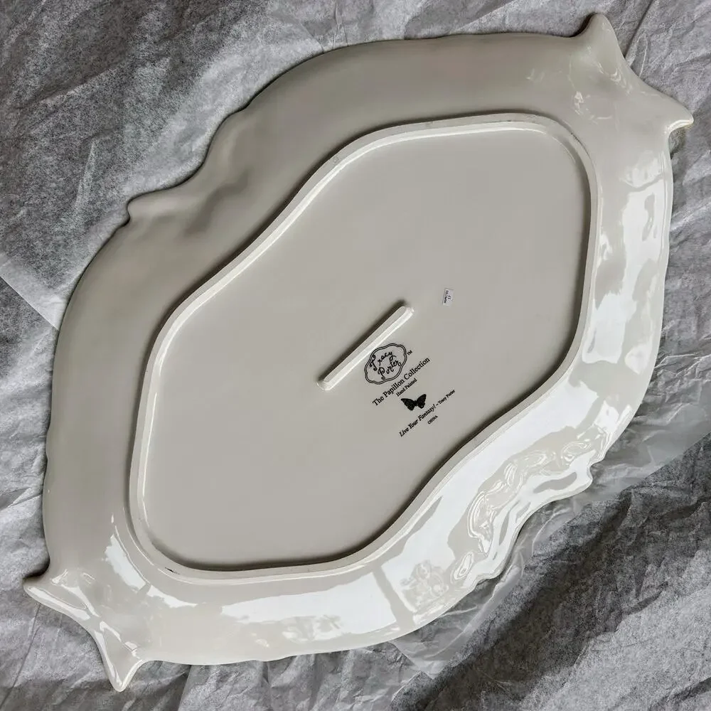 Tracy Porter Papillon Collection LARGE Platter Butterfly Floral Nature Blue WOW